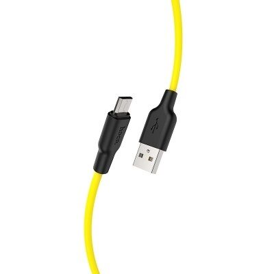 USB кабель для зарядки micro USB "Hoco" X21 Plus (особо прочный, желтый) 2.4A, 1м 2