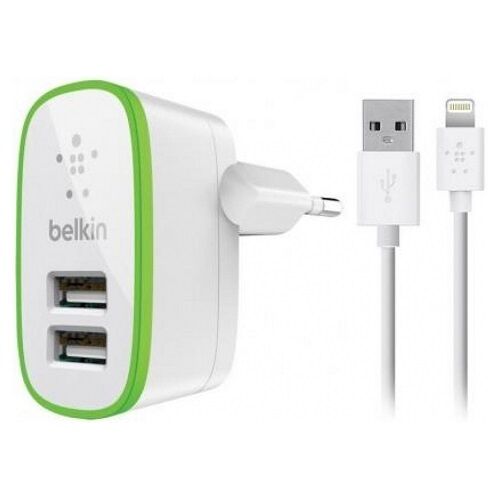 Сетевое зарядное устройство 2гн. USB 5В,2100mA со шнуром iPhone 5, iPad "Belkin"