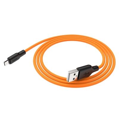 USB кабель для зарядки micro USB "Hoco" X21 Plus (особо прочный, оранжевый) 2.4A, 1м 1