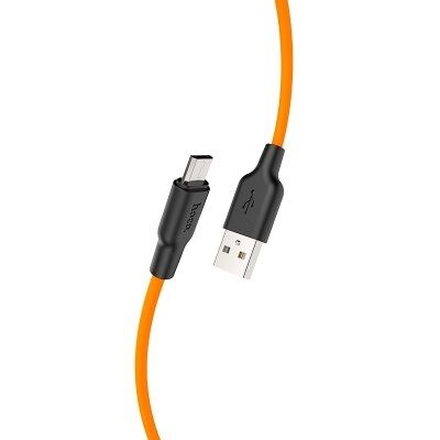 USB кабель для зарядки micro USB "Hoco" X21 Plus (особо прочный, оранжевый) 2.4A, 1м 2