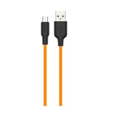 USB кабель для зарядки micro USB "Hoco" X21 Plus (особо прочный, оранжевый) 2.4A, 1м 3