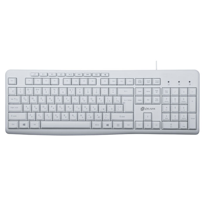 Клавиатура проводная Oklick 305M, USB белая