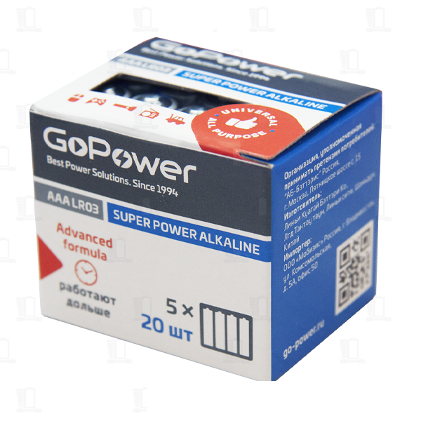 Элемент питания LR 03 GoPower (4) Box20 1