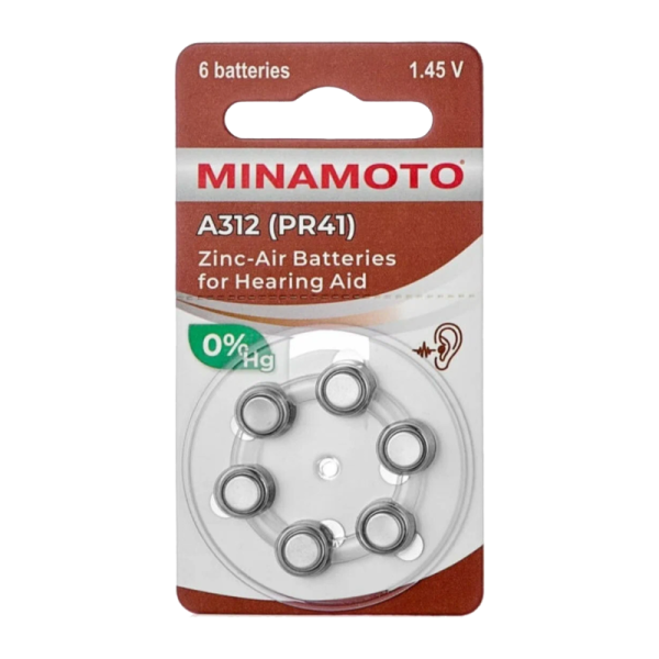Элемент питания для слухового аппарата Minamoto ZA312 Zinc Air 1.45V BL-6