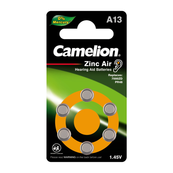 Элемент питания для слухового аппарата "Camelion" ZA13 BL-6