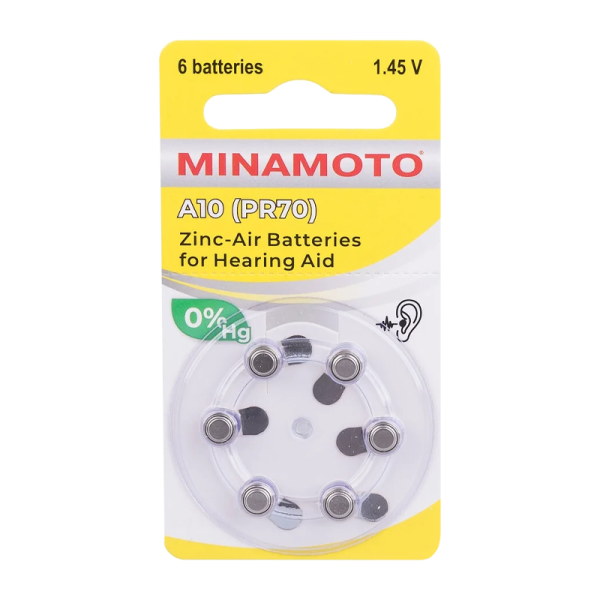 Элемент питания для слухового аппарата Minamoto ZA10 Zinc Air 1.45V BL-6