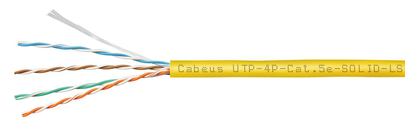 Кабель для видеонаблюдения Cabeus UTP-4P-Cat.5e-SOLID-LSZH-YL-100