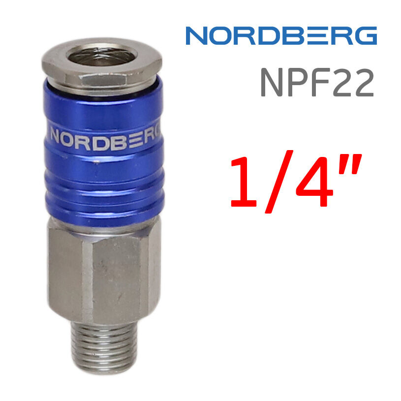Быстросъем резьба 1/4 наружная Nordberg NPF22 пневморозетка