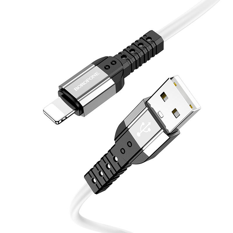 USB кабель шт.USB (A) - шт.Lightning 1,0м, 2,4A силиконовый, белый BX64 "Borofone" 2