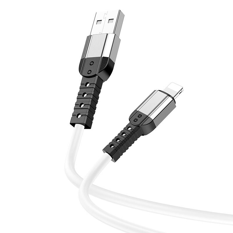 USB кабель шт.USB (A) - шт.Lightning 1,0м, 2,4A силиконовый, белый BX64 "Borofone" 3