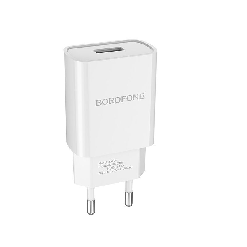 Адаптер постоянного тока BoroFone BA20A, 1гн.USB 5В, 2,1А, белый 4