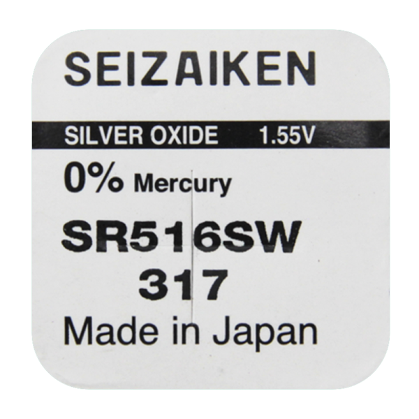 Элемент питания 317 SR516SW Silver Oxide 1.55V "Seizaiken" BL-1 1