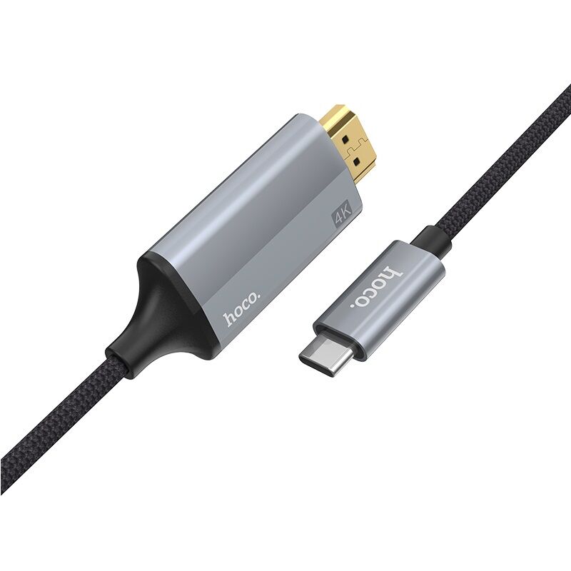 Шнур шт.HDMI - шт.Type-C 1,8м тканевый, серый UA13 "Hoco" 2