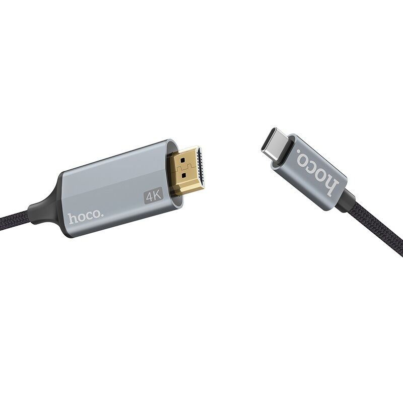 Шнур шт.HDMI - шт.Type-C 1,8м тканевый, серый UA13 "Hoco" 4