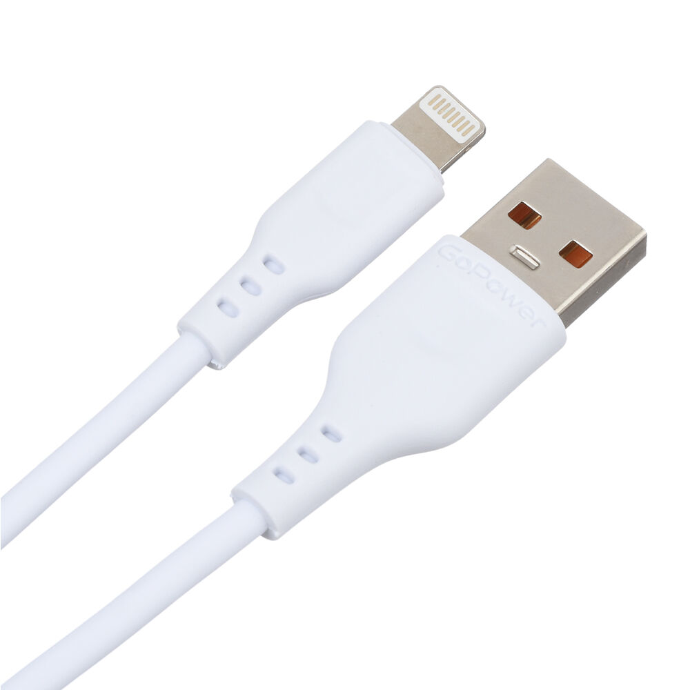 USB кабель шт.USB (A) - шт.Lightning 1,0м, 2,4A, белый GP01L "GoPower" 3