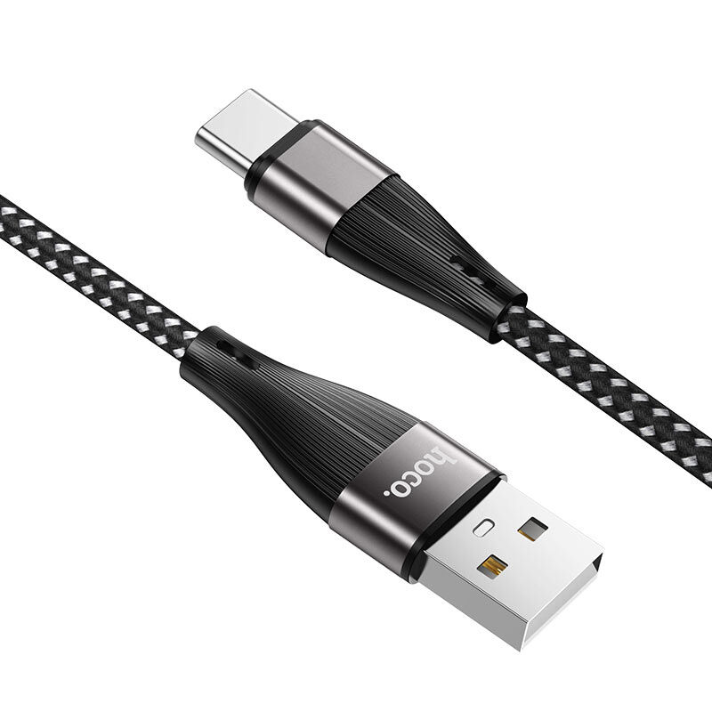 USB кабель шт.USB (A) - шт.Type-C "Hoco" X57 нейлоновый 3.0A, 1м, чёрный 2
