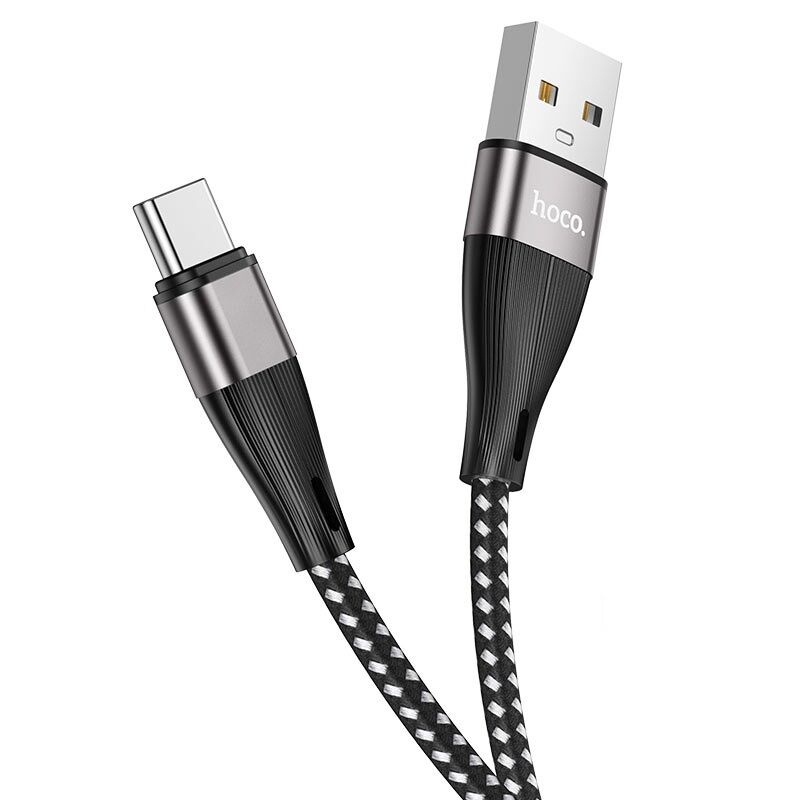 USB кабель шт.USB (A) - шт.Type-C "Hoco" X57 нейлоновый 3.0A, 1м, чёрный 4