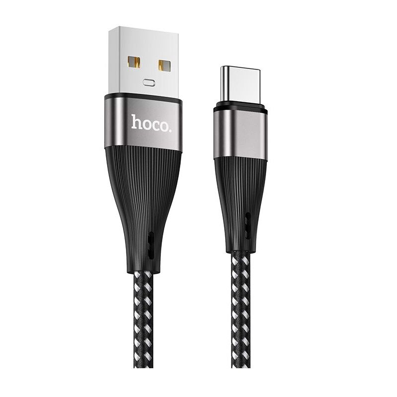 USB кабель шт.USB (A) - шт.Type-C "Hoco" X57 нейлоновый 3.0A, 1м, чёрный 5