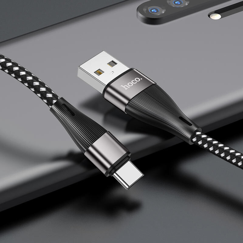 USB кабель шт.USB (A) - шт.Type-C "Hoco" X57 нейлоновый 3.0A, 1м, чёрный 6