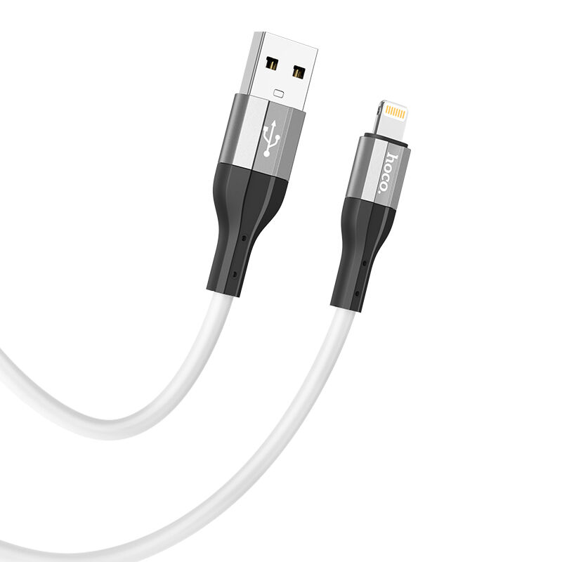 USB кабель шт.USB (A) - шт.Lightning 1,0м, 2,4А силиконовый, белый X72 "Hoco" 2