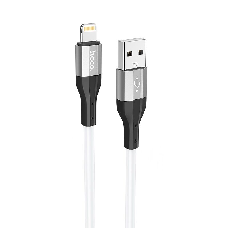 USB кабель шт.USB (A) - шт.Lightning 1,0м, 2,4А силиконовый, белый X72 "Hoco" 3