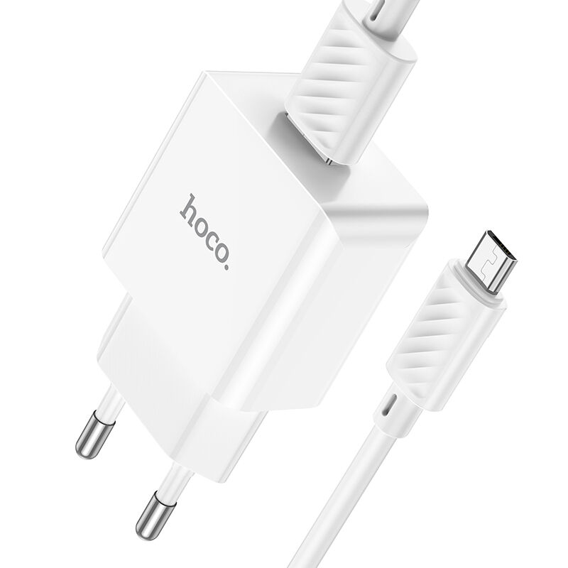 Адаптер постоянного тока Hoco C106A, 1гн.USB 5В,2,1А + кабель micro USB, белый 3