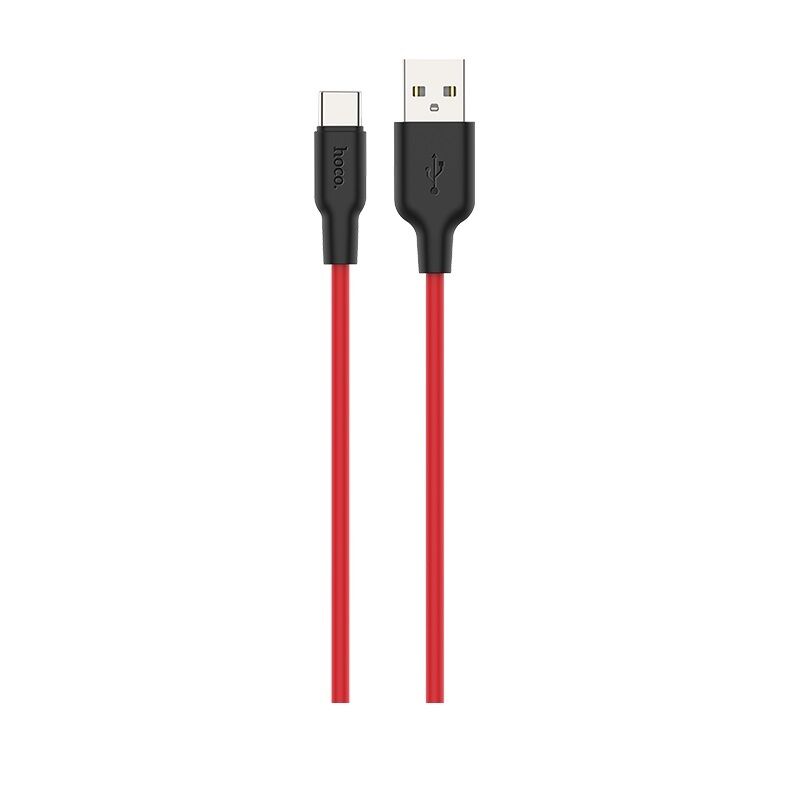 USB кабель шт.USB (A) - шт.Type-C "Hoco" X21 Plus (особо прочный, красный) 3A, 2м 2