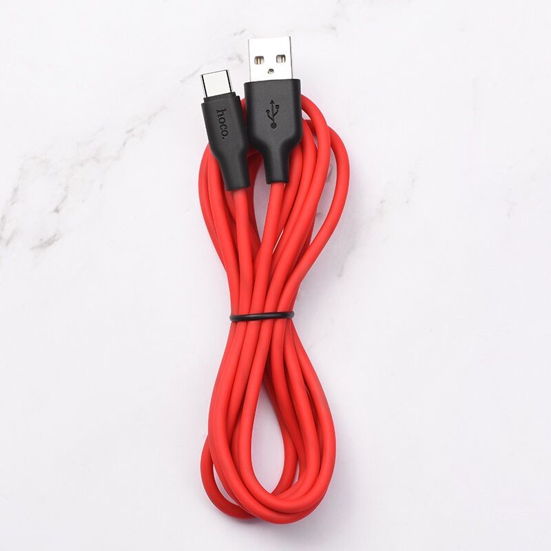 USB кабель шт.USB (A) - шт.Type-C "Hoco" X21 Plus (особо прочный, красный) 3A, 2м 3