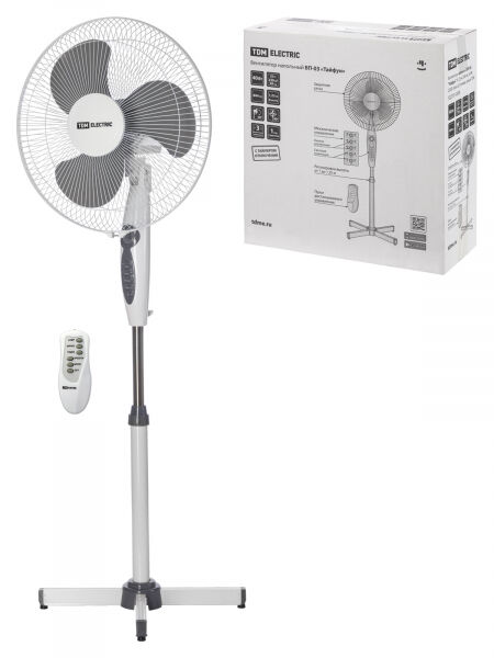 Вентилятор напольный ВП-03 Тайфун 40Вт D400 пульт таймер серый (2) TDM ELECTRIC