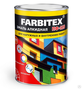 Краска Фарбитекс ПФ-115 алкидная, черная 1,8кг #1