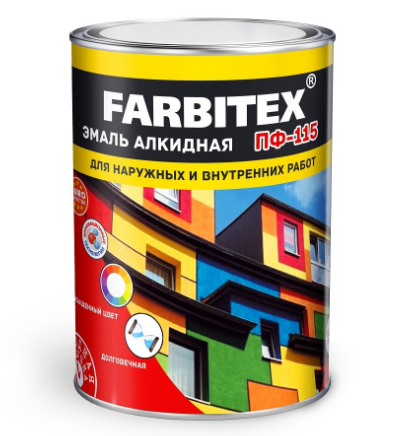 Краска Фарбитекс ПФ-115 алкидная, черная 1,8кг