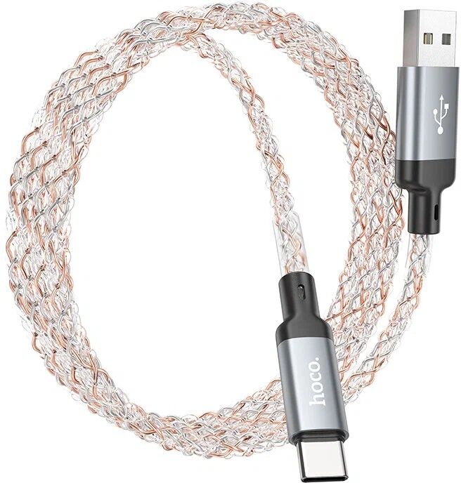 USB кабель шт.USB (A) - шт.Type-C "Hoco" U112, 3.0A 1.0м,светящийся 2