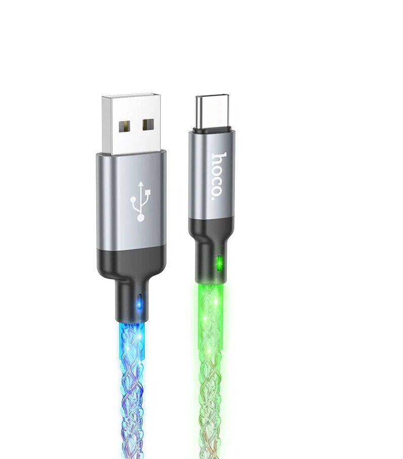 USB кабель шт.USB (A) - шт.Type-C "Hoco" U112, 3.0A 1.0м,светящийся 3