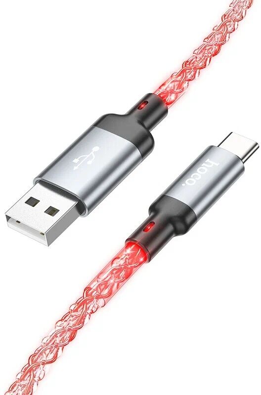 USB кабель шт.USB (A) - шт.Type-C "Hoco" U112, 3.0A 1.0м,светящийся 4