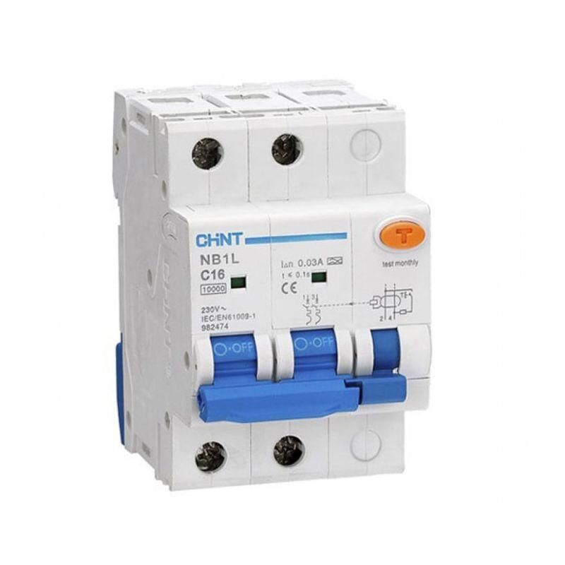 Выключатель автоматический дифференциального тока 2п C 16А 30мА тип AC 10кА NB1L (54 мм) (R) CHINT 205091
