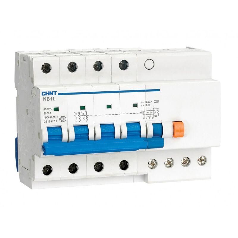 Выключатель автоматический дифференциального тока 4п C 32 А 30мА тип AC 6кА NB1L-40 (R) CHINT 198131