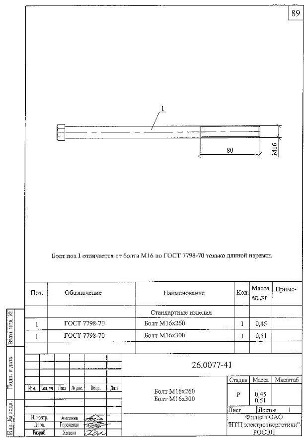 Болт М16Х300 0,51 кг (26.0077-41)