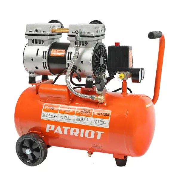 Компрессор безмасляный Patriot WO 24-260S, 24 л 260 л/мин 1.5 кВт PATRIOT