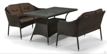 Комплект мебели с диванами (иск. ротанг) 2+1 T198A/S54A-W53 Brown