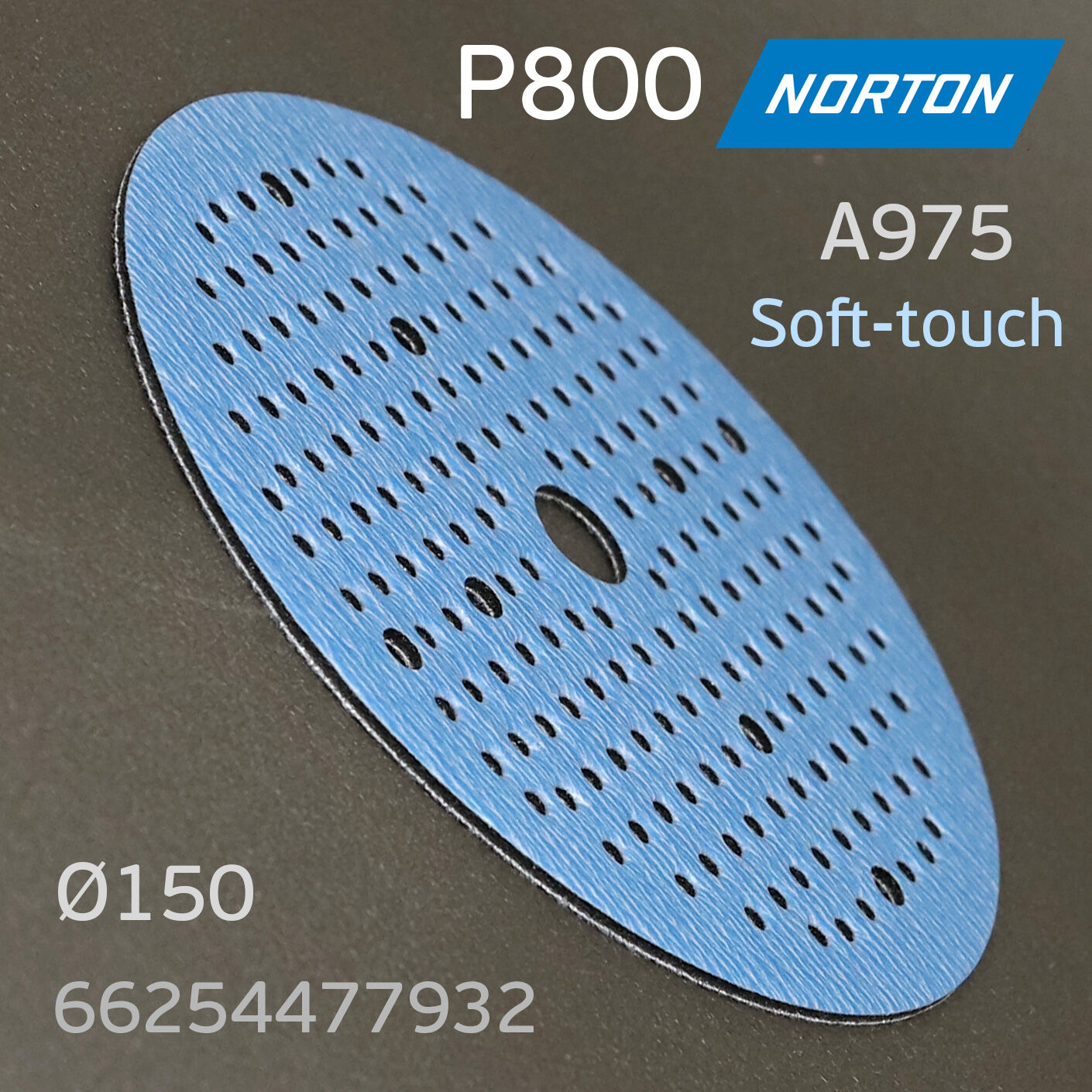 Круг шлифовальный Norton A975 Р800 на поролоне Soft-touch (181отв.) липучка