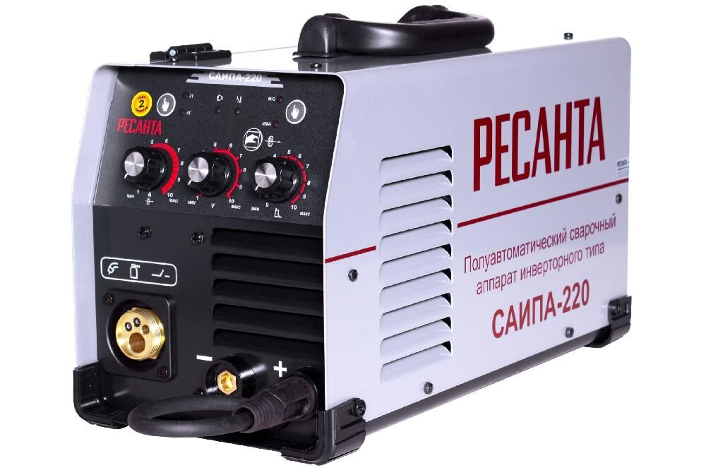 Сварочный аппарат Ресанта САИПА-220 иверторный полуавтомат,140-270В,7,6кВт,MIG/MMA,0,8-1,0мм/1,5-5мм