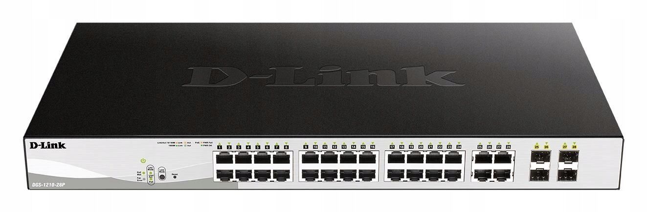 Коммутатор D-Link D-Link WebSmart DGS-1210-28P/F1 DGS-1210-28P/PoE 185Вт./Управляемый Layer 2