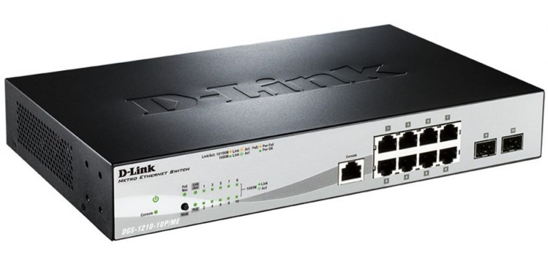Коммутатор D-Link D-Link WebSmart DGS-1210-10P/ME/A1 DGS-1210-10P/ME/A1A/PoE 78Вт./Управляемый Layer 2
