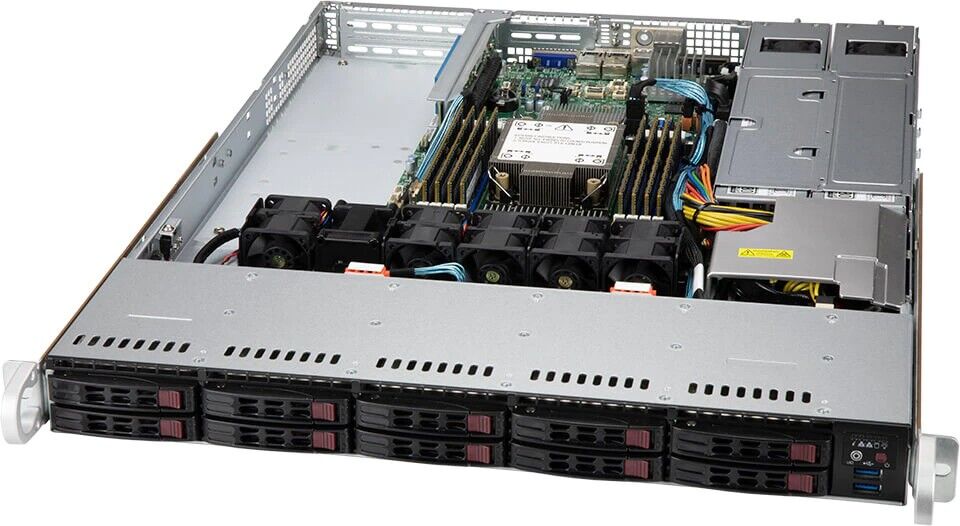 Серверная платформа Supermicro Supermicro SYS-110P-WTR/1U/1x4189/ 8xDDR4-3200 RDIMM/LRDIMM/ 10x2.5"