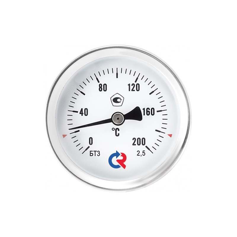 Термометр биметаллический РОСМА (БТ-31,211) Ду 63, L 100мм, G1/2'', 0+60гр. латунный, осевой 923203041