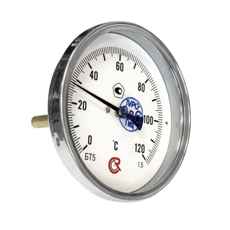 Термометр биметаллический D100 L100мм/лат.0+200гр.осевой ЗТП 184300265