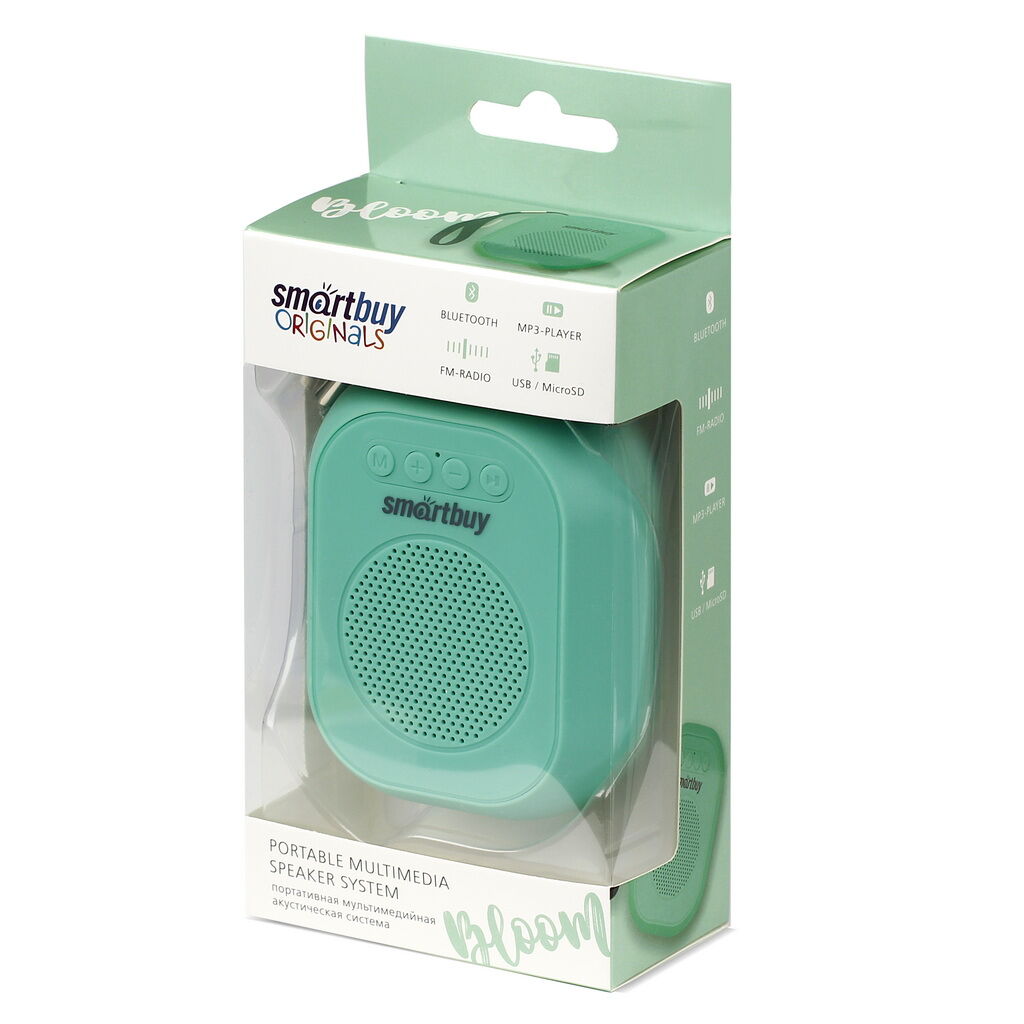 Портативная акустическая система Smartbuy Bloom, 3Вт, Bluetooth, MP3, FM-радио, зелёная 1