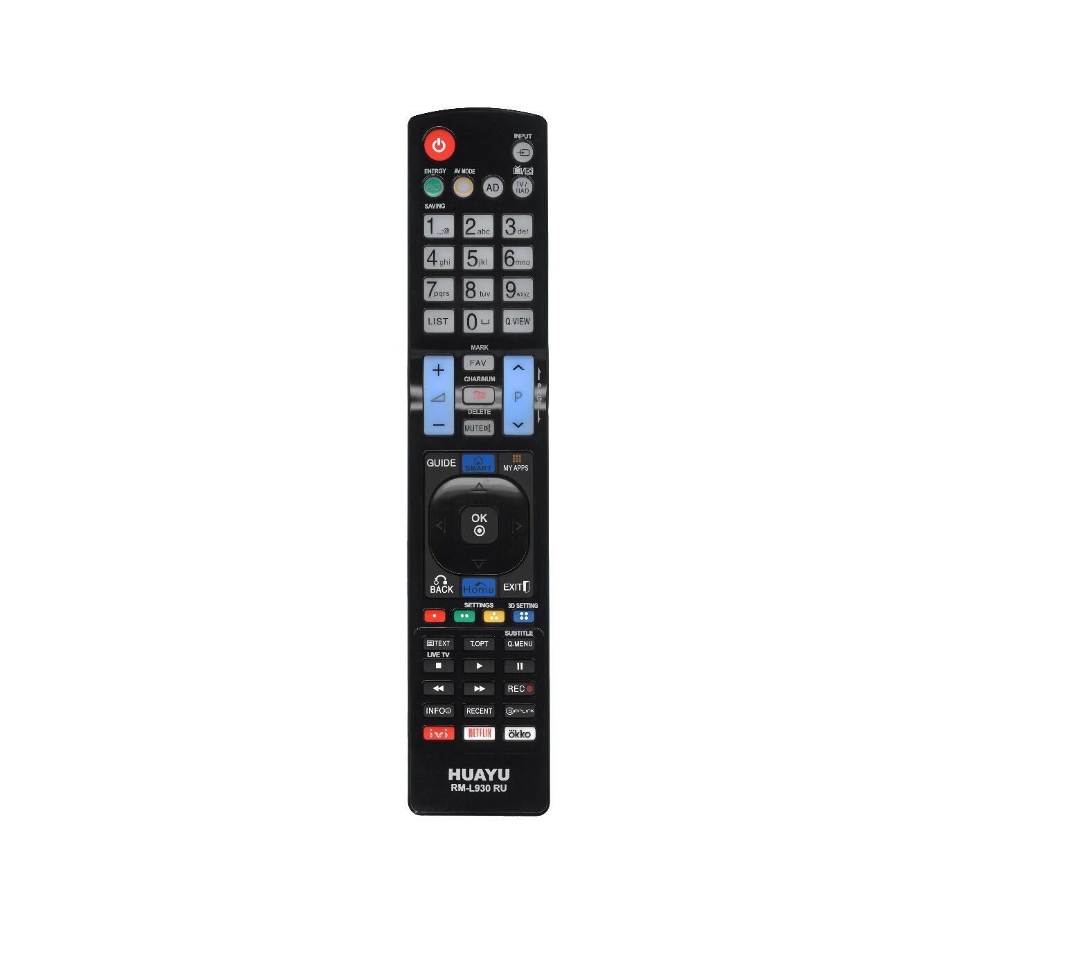 Пульт ДУ универсальный HUAYU LG RM-L930 RU Ivi, Okko, Netflix, Smart LCD TV