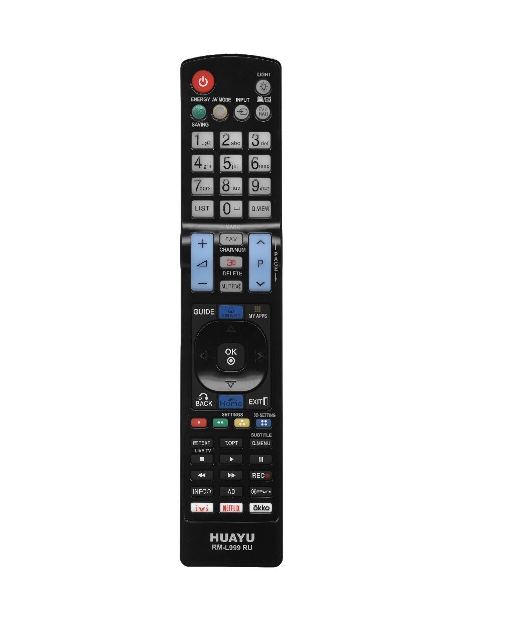 Пульт ДУ универсальный HUAYU LG RM-L999 RU Ivi, Okko, Netflix LCD TV
