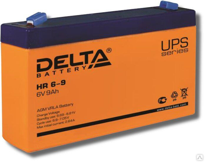 Аккумулятор Delta HR 6-9 (6V 9Ah)